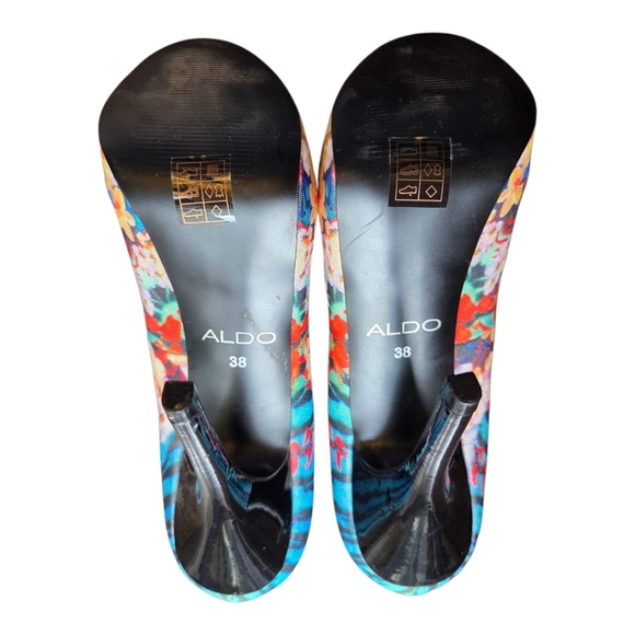 Aldo Colorful Floral And Zebra Print Mix Stiletto Heels Size 7 5 - Picture 6 of 9